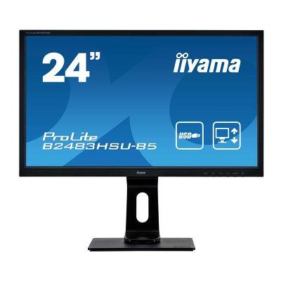 24"Black Prolite LED Monitor Full HD Speakers Height Adjustable VGA DisplayPort USB and HDMI